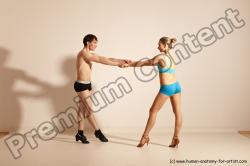 Underwear Woman - Man White Slim Short Brown Dancing Dynamic poses Academic